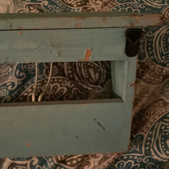 Antiqued Refinished Shelf with Hooks - Picture 11 of 11